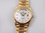 Swiss Movement Rolex Day-Date Replica Yellow Gold Watch With Diamond Markers Dial